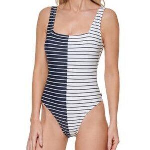 Tommy Hilfiger White Striped Sail Away One Piece Swimsuit